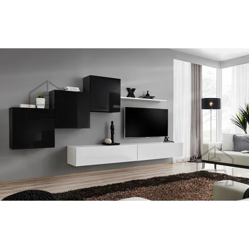 ASM Meble Dnevni TV regal Switch X 330 cm - črn/bel