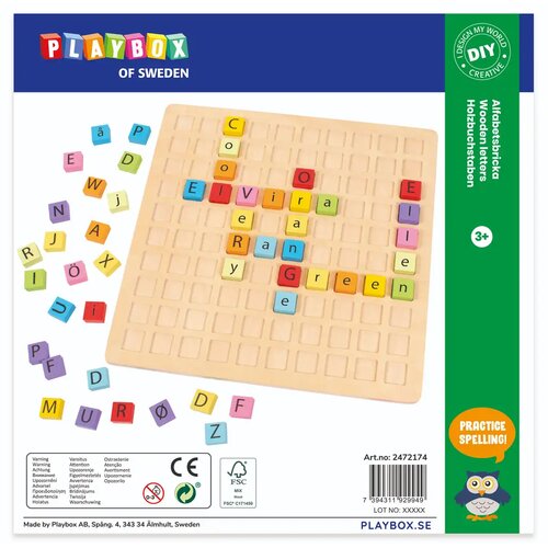 Playbox abc barvna lesena izobraževalna igra 25x25cm Cene