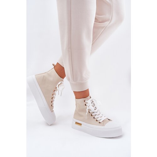 Boto High Women&amp;#039;s Sneakers On Platform Beige Laviriona Slike