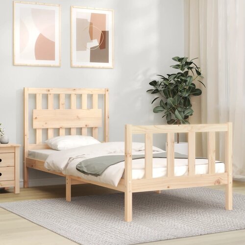 vidaXL Okvir kreveta s uzglavljem 90 x 200 cm od masivnog drva Cene