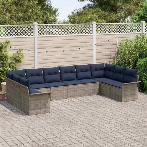  Sjedeća garnitura za vrt 10 kom. Svijetlo siva poliratan 344 x 187,5 x 85 cm Slike