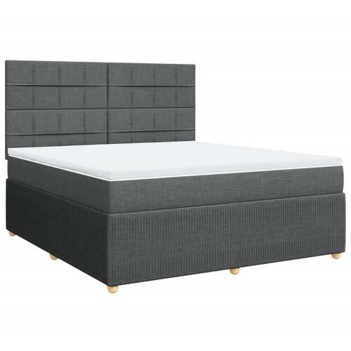 vidaXL Box spring postelja z vzmetnico temno siva 180x200 cm blago, (21307127) Cene