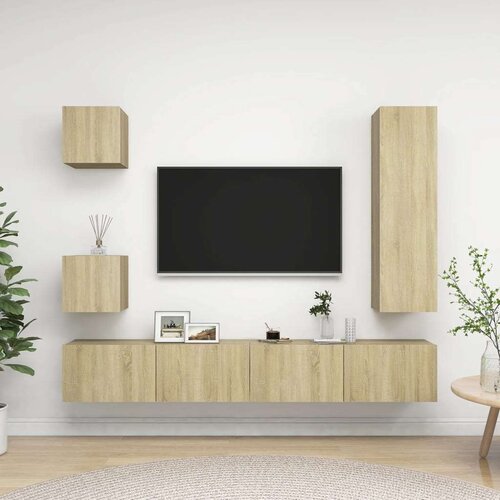  5-dijelni set TV ormarića boja hrasta sonome od iverice Slike