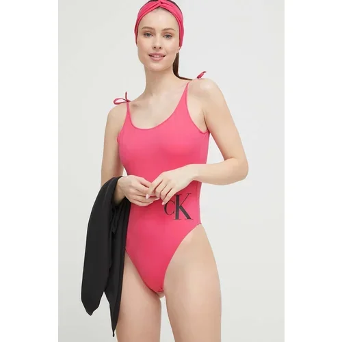 Calvin Klein Jednodijelni kupaći kostim boja: ljubičasta, mekane košarice