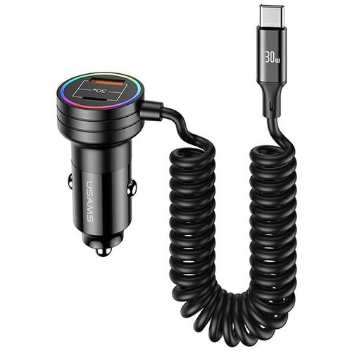 Usams AVTOPOLNILEC 2X USB-C 1X USB-A 60W S KABLOM ČRN, (22007292) Cene