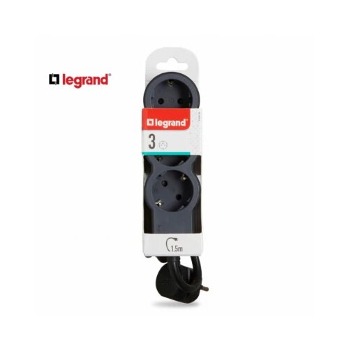 Legrand 694550 produžni blok 3X2P+E 1.5M (crna/t.siva) Slike
