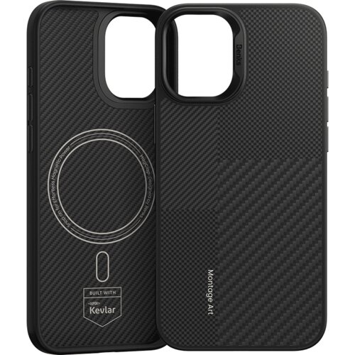 Benks Montage Magnetic Armor Pro kevlar metalni okvir 600D Case za iPhone 16 Plus crna Slike