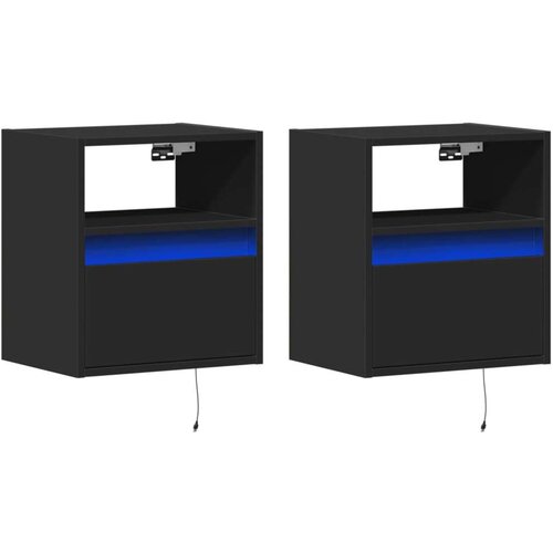 vidaXL Zidni TV ormarići s LED svjetlima 2 kom crni 41x31x45 cm Cene