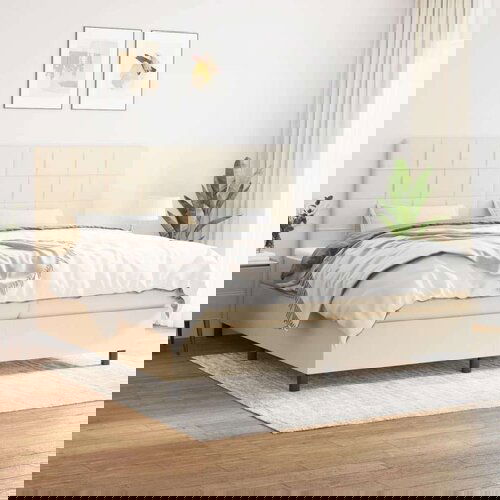  S oprugama i madracem krem 200 x 200 cm od tkanine Cijene