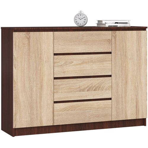 AKORD Komoda, 2 Vrata In 4 Predali, Wenge/Hrast Sonoma, (5000332362) Cene