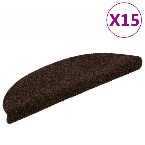  Prostirke za stepenice, samoljepljive, 15 kom, 56x17x3 cm, smeđe, poluokrugle Cijene