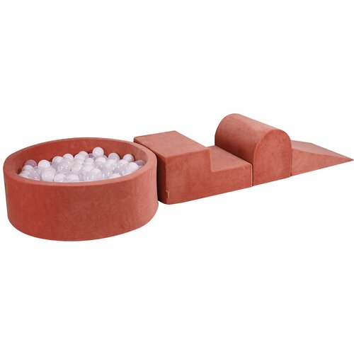 MeowBaby Foam Playground 3-delni komplet za igranje bazena s penasto žogo, 200 žog Velvet Marsala Red: bela/prozorna, (21333758) Cene