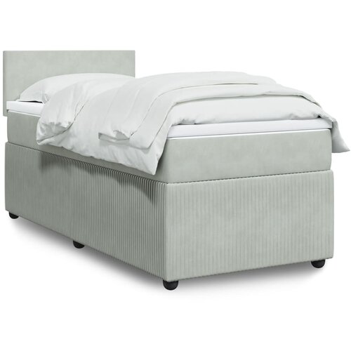 vidaXL Box spring postelja z vzmetnico svetlo siva 80x200 cm žamet Cene
