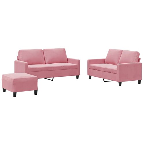 vidaXL 3-dijelni set sofa s jastucima ružičasti baršunasti Cijene