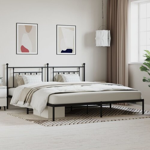 VidaXL Metalni okvir za krevet s uzglavljem crni 193x203 cm Slike