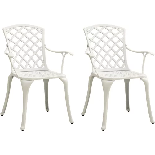  Vrtne stolice od lijevanog aluminija 2 kom bijele
