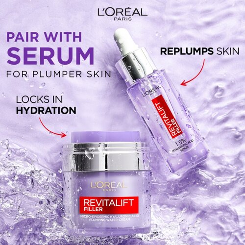 L&amp;acute;Or&amp;eacute;al Paris Revitalift Filler HA Plumping Water-Cream dnevna krema za lice 50 ml za žene Slike