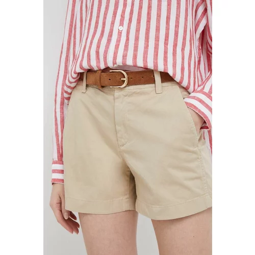 GAP Kratke hlače za žene, boja: bež, glatki materijal, srednje visoki struk