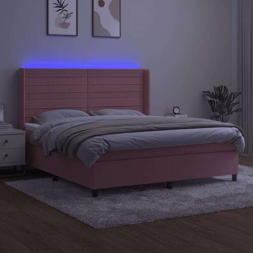  Krevet box spring s madracem LED ružičasti 160x200cm bar&amp;scaron;unasti Slike