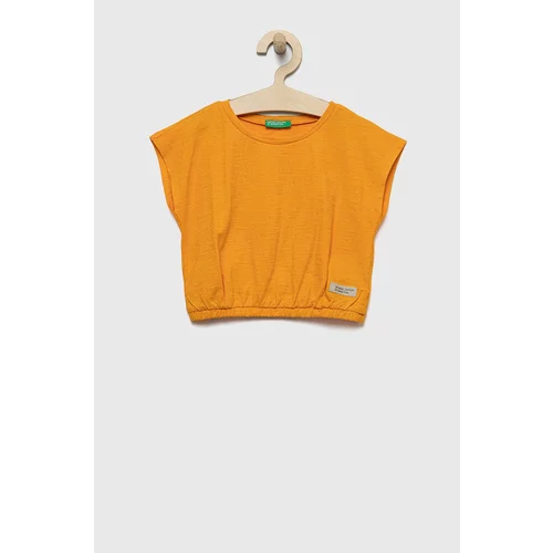 United Colors Of Benetton Otroški bombažen t-shirt oranžna barva