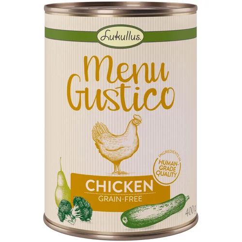 Lukullus Ekonomično pakiranje: "Menu Gustico" 24 x 400 g - Piletina s brokulom, tikvicama i kruškom