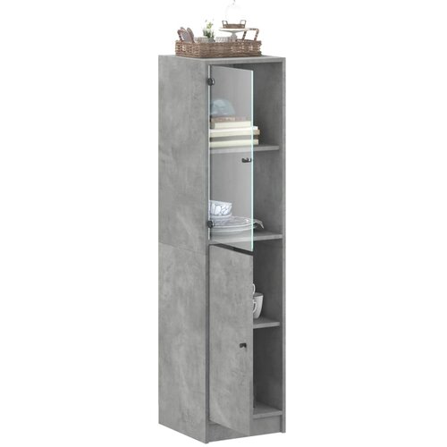  Visoka komoda sa staklenim vratima boja betona 35 x 37 x 142 cm Slike