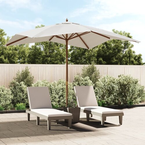 VidaXL Vrtni suncobran s drvenim stupom boja pijeska 300x300x273 cm Slike