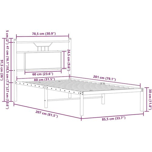 VidaXL okvir kreveta bez madraca dimljena boja hrasta 80x200 cm drveni Slike