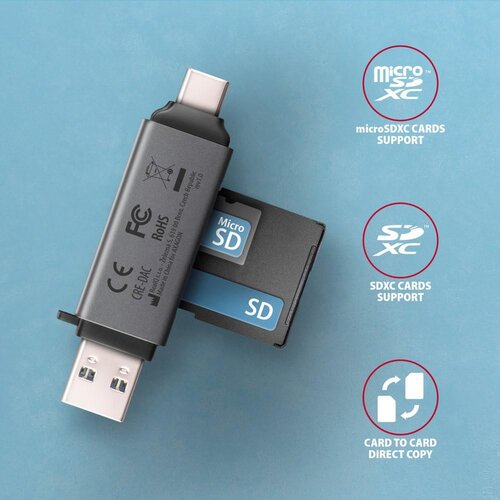 Axagon CR USB 3.2 Gen 1, SD, microSD, CRE-DAC, AXA Slike
