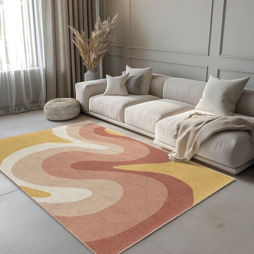 Mila Home Oker rumena/pra&amp;scaron;no rožnata pralna preproga 120x180 cm Strawberry Creamsicle &amp;ndash; Slike