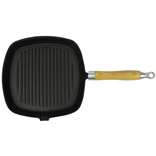 VidaXL Grill Tava s Drvenom Ručkom Lijevano Željezo 20x20 cm Slike