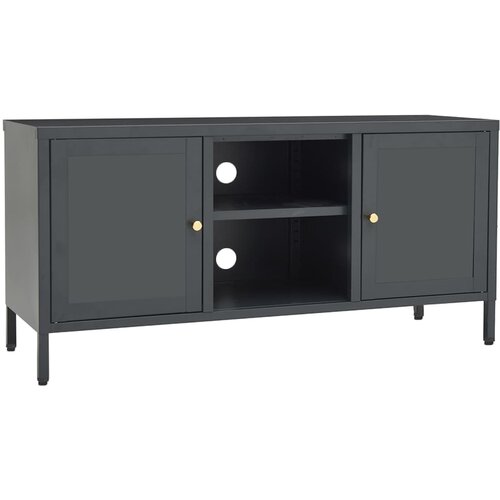Maison Chic TV omarica - TV stojalo - Televizijska omarica antracitna 105x35x52 cm jeklo in steklo, (21699159) Slike