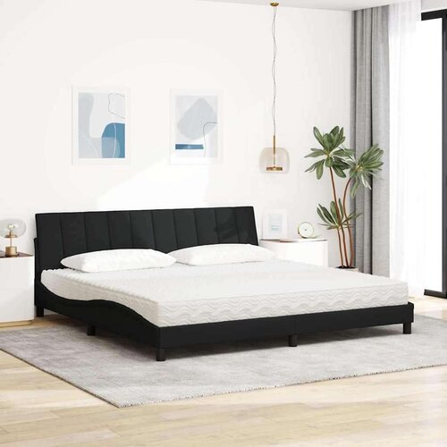  Krevet s madracem crni 200x200 cm od tkanine Slike