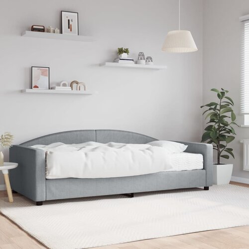  Dnevni krevet s madracem svjetlosivi 100 x 200 cm od tkanine Slike