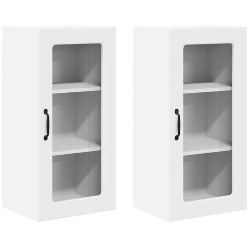  Zidni stakleni ormarić Lucca 2 pcs Bijela 40 x 31 x 80 cm Slike