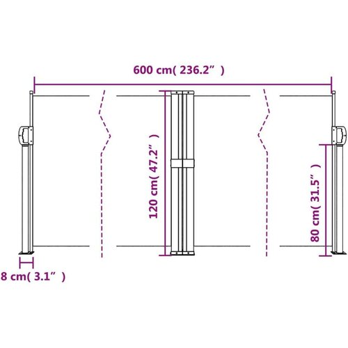 VidaXL Uvlačiva bočna tenda 120 x 600 cm bijela Slike