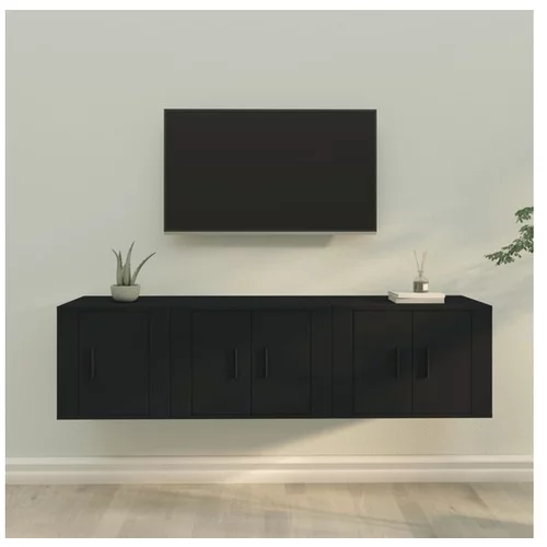  Komplet TV omaric 3-delni črn inženirski les