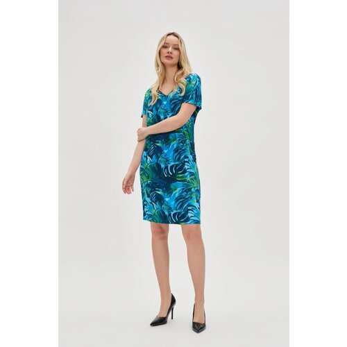 Marisse Blue Tropical Print Dress Cene