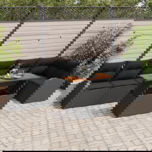 vidaXL 7-dijelni vrtni stolni set s jastučićima Crni poliratan akacija Cijene