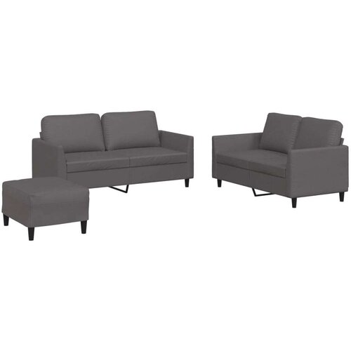  3-dijelni set sofa s jastucima sivi od umjetne kože Slike