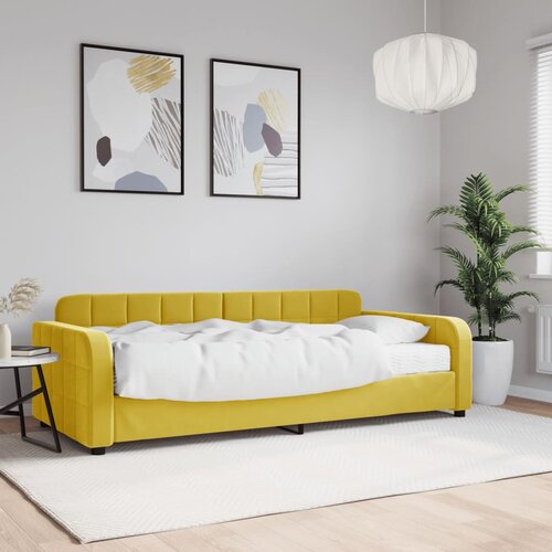 VidaXL Dnevna postelja z vzmetnico rumena 90x200 cm žamet Slike