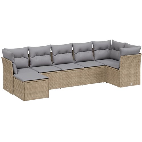  7-dijelni set vrtnih sofa s jastucima bež od poliratana Slike