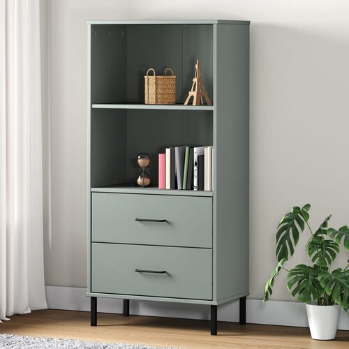 The Living Store Knjižna omara z 2 predaloma siva 60x35x128,5 cm trden les OSLO - Knjižna Omara, (21436958) Cene