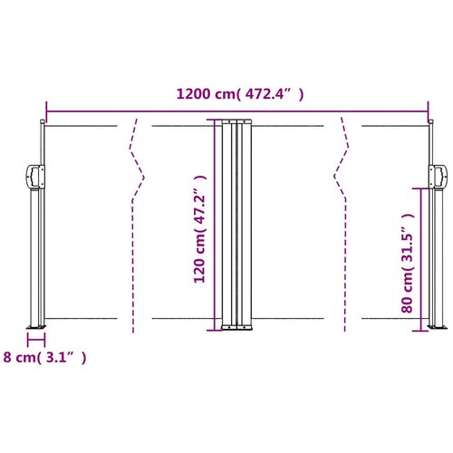  Bočna tenda na uvlačenje bijela 120x1200 cm Slike