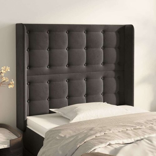  Vzglavje z u&amp;scaron;esi temno sivo 83x16x118/128 cm žamet, (20792937) Slike