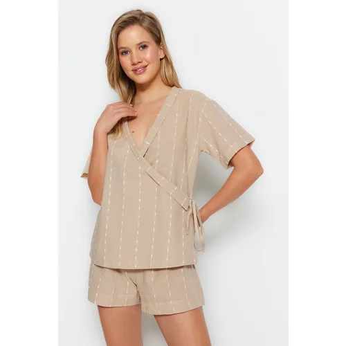 Trendyol Pajama Set - Beige - Striped