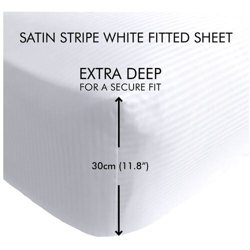Catherine Lansfield Bela napenjalna rjuha 90x190 cm Satin Stripe - Catherine Lansfield Cene