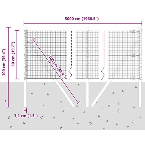 VidaXL zavarena žičana ograda s 13 postova Zelena 0.5x50 m Čelik Slike