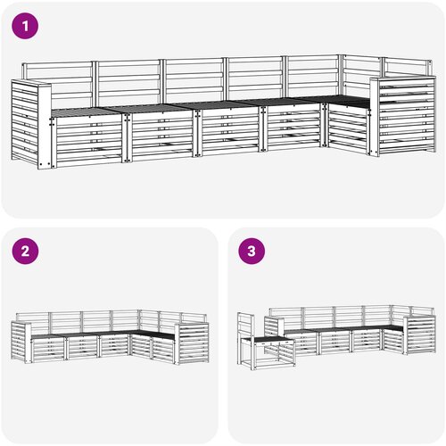  Set vanjskih sofa 6 kom. Prirodna Poliester Bijela 310 x 132,5 x 73 cm Slike