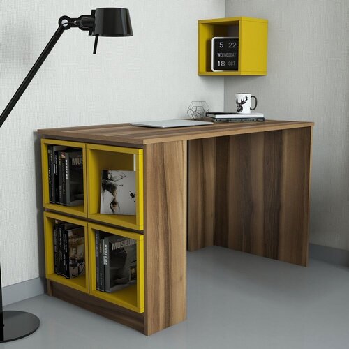 Woody Fashion Box - Walnut, Yellow WalnutYellow Study Desk Slike